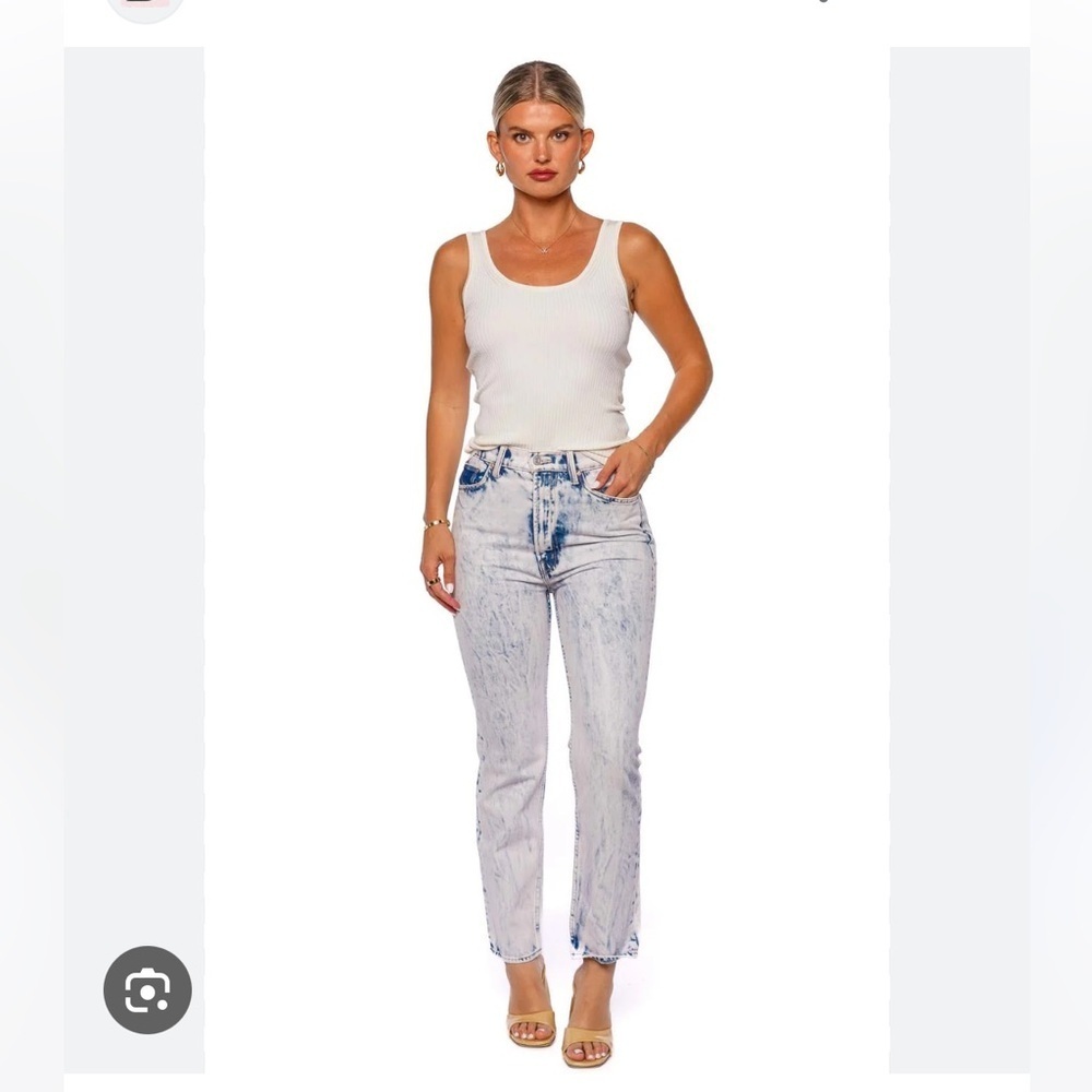 Mother High Waisted Rider Ankle Paint on my Paint on my Palette Acid Wash Jeans